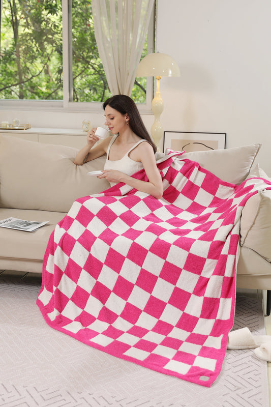 Geruite Luxe Fleece Deken – Zachte Checkered Throw voor Bank & Bed