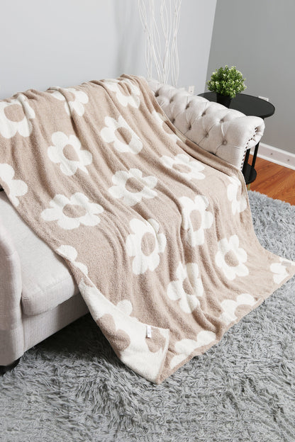 Retro Daisy Deken – Zachte Bloemenprint Fleece Plaid in Beige of Roze