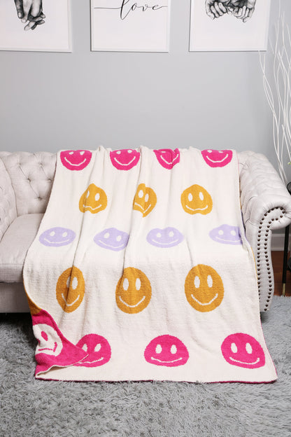 Multi-Colored Happy Face Luxe Zachte Fleece Deken – Speels & Comfortabel