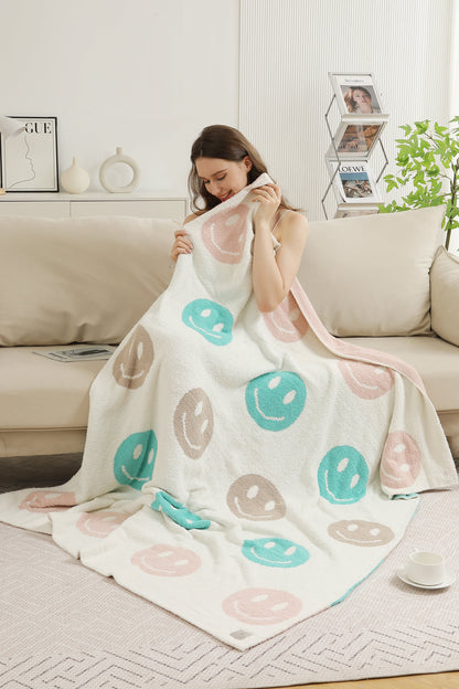 Multi-Colored Happy Face Luxe Zachte Fleece Deken – Speels & Comfortabel
