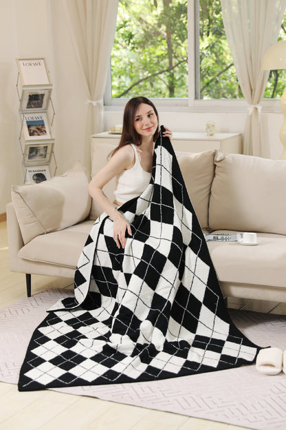 Luxe Geruite Argyle Plaid – Zachte Woondeken