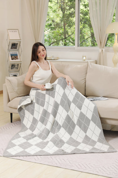 Luxe Geruite Argyle Plaid – Zachte Woondeken