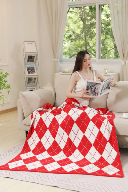 Luxe Geruite Argyle Plaid – Zachte Woondeken