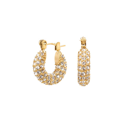 Goudkleurige Strass Hoops – Luxe Oorbellen met Kristallen