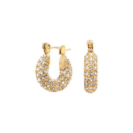 Goudkleurige Strass Hoops – Luxe Oorbellen met Kristallen