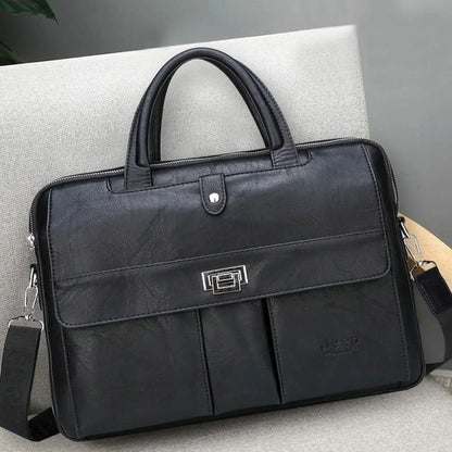 Luxe leren laptoptas 13.3 inch zwart – Stijlvol & professioneel
