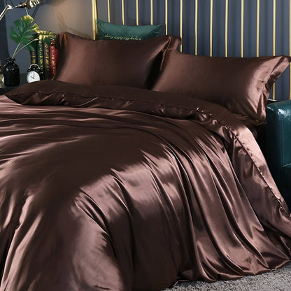 Luxe Zijde Beddengoedset – Mulberry Zijden Dekbedovertrek met 2 Kussenslopen