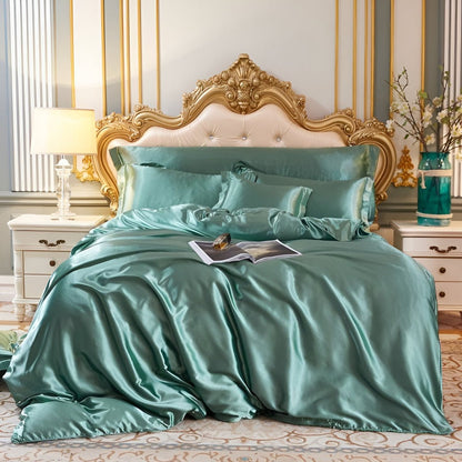 Luxe Zijde Beddengoedset – Mulberry Zijden Dekbedovertrek met 2 Kussenslopen