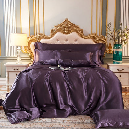 Luxe Zijde Beddengoedset – Mulberry Zijden Dekbedovertrek met 2 Kussenslopen