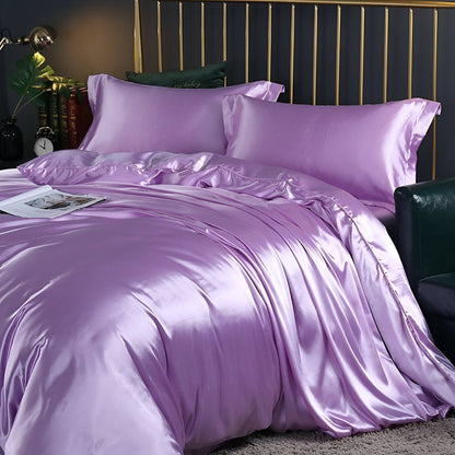 Luxe Zijde Beddengoedset – Mulberry Zijden Dekbedovertrek met 2 Kussenslopen