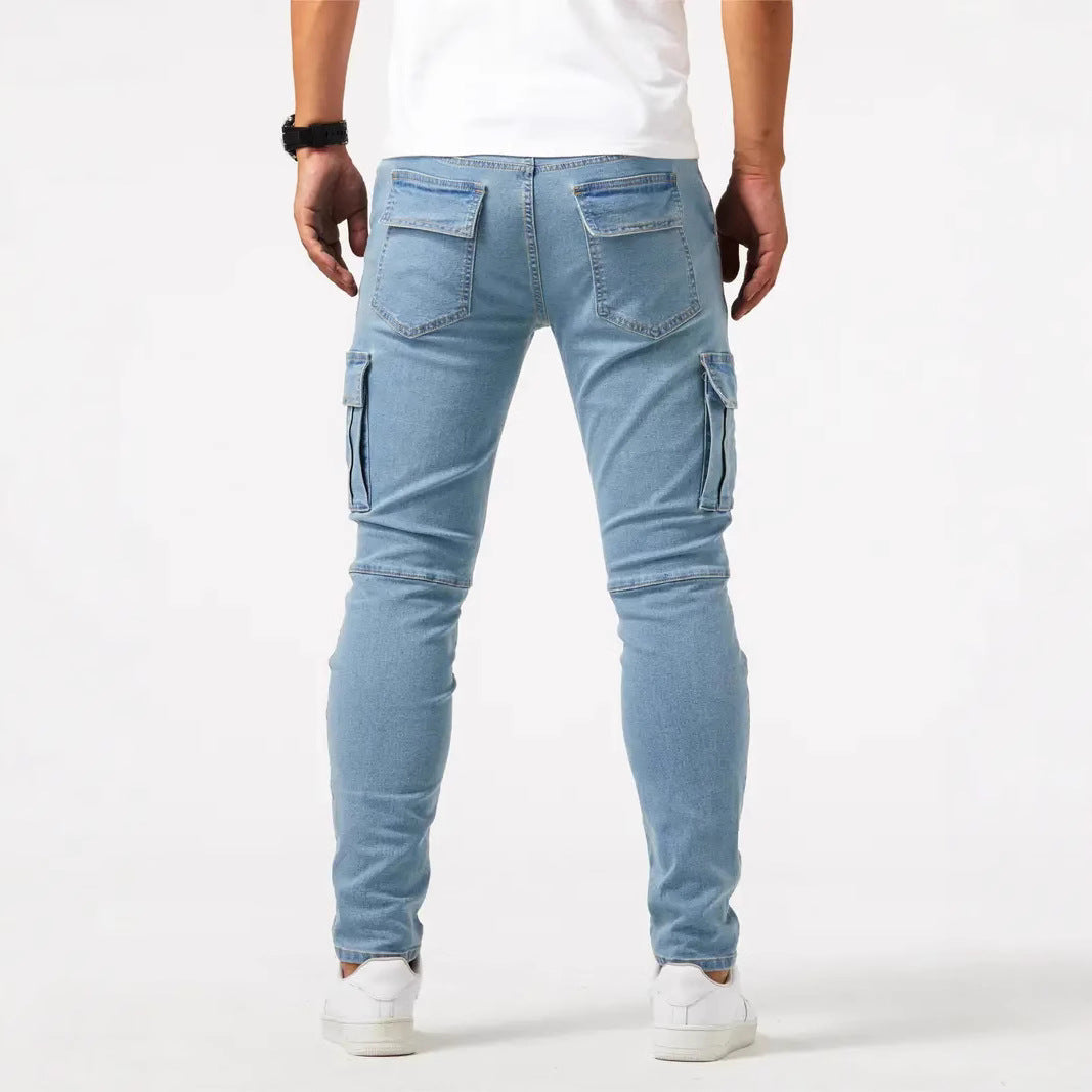 Heren Cargo Jeans – Slim Tapered Fit Stretch Denim met Zijzakken