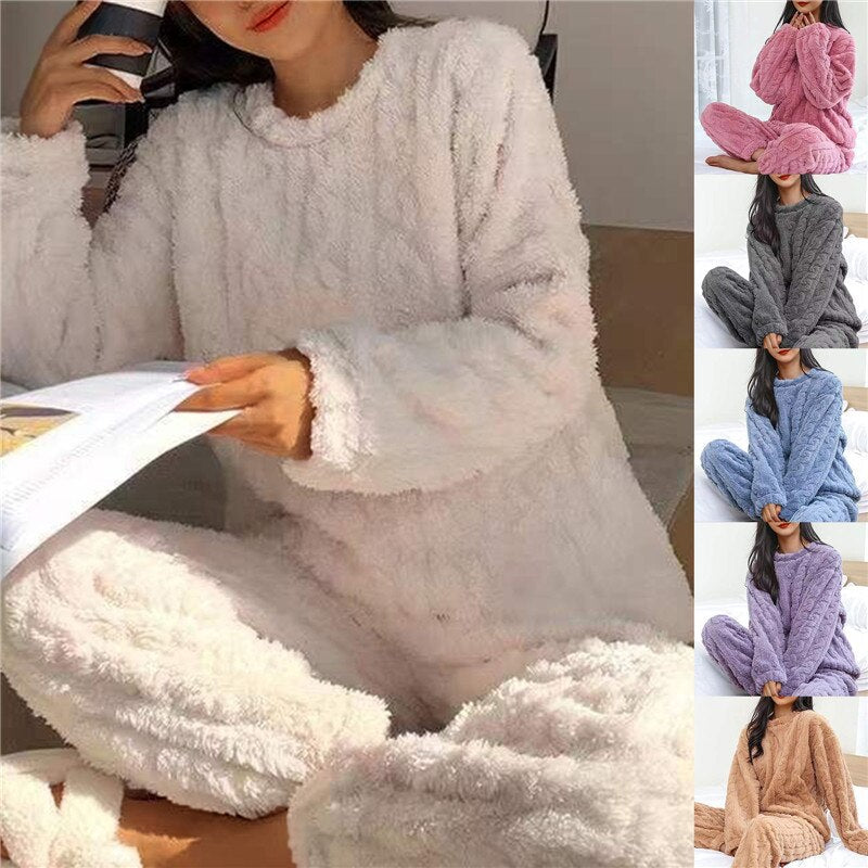 Fluffy Pyjama Dames – Warme Fleece Huispak voor Winter & Herfst