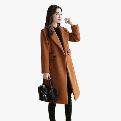 Elegante Dames Winterjas – Lange Klassieke Mantel met Reverskraag