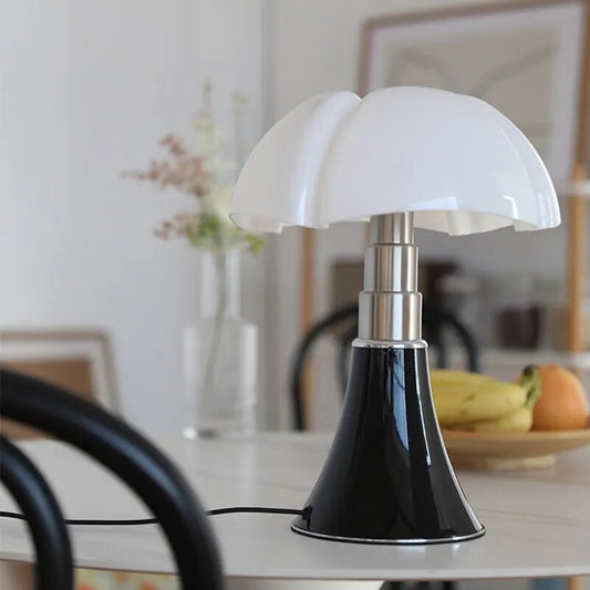 Moderne Tafellamp – Design Paddenstoel Lamp met Zwarte Voet – Sfeerverlichting voor Woonkamer & Slaapkamer