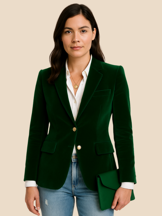 Delilah Velvet Blazer Dames | Luxe Fluwelen Blazer met Gouden Knopen | Elegant & Tijdloos