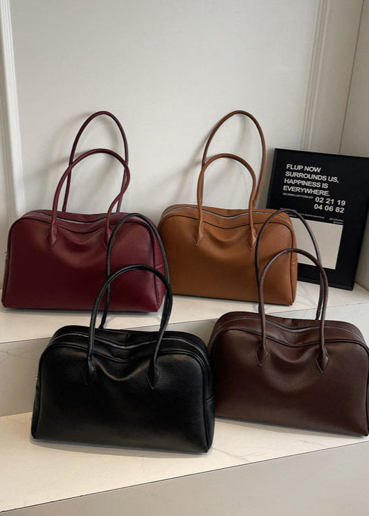 Klassieke Structured Schoudertas Dames – PU Leren Handtas met Rits