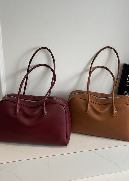 Klassieke Structured Schoudertas Dames – PU Leren Handtas met Rits