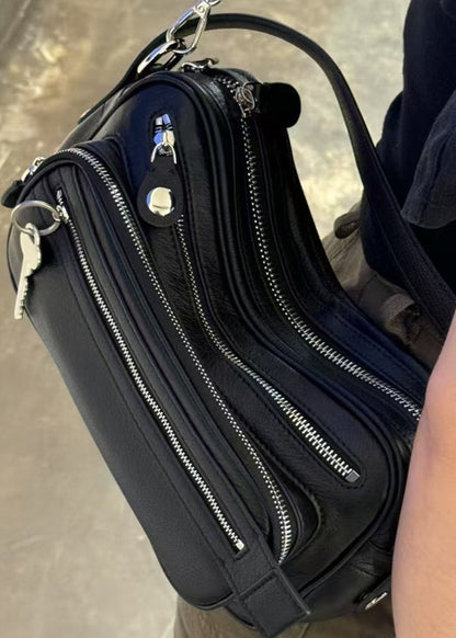 Zwarte Crescent Schoudertas Dames – Vegan Leren Crossbody met Ritsvakken