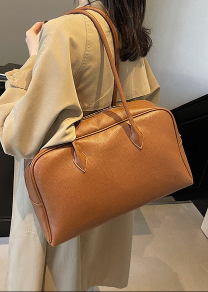 Klassieke Structured Schoudertas Dames – PU Leren Handtas met Rits