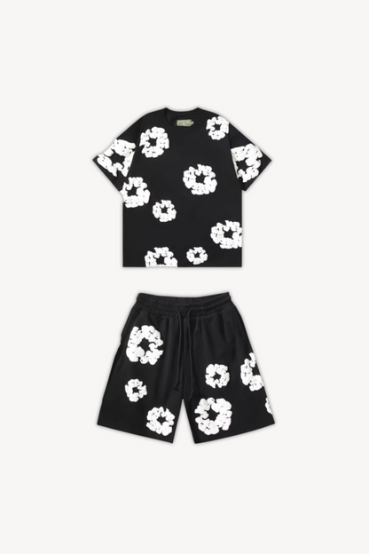 Katoenen Wreath Zomer T-Shirt en Shorts Set voor Heren en Dames
