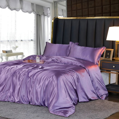 Luxe Zijde Beddengoedset – Mulberry Zijden Dekbedovertrek met 2 Kussenslopen