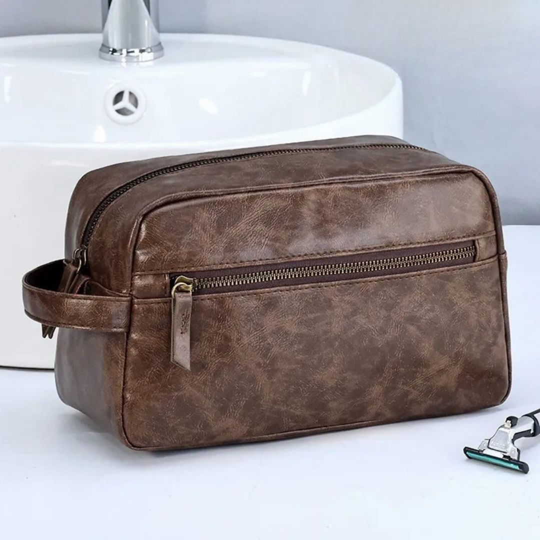Luxe Leren Toilettas – Waterdicht & Compact Ontwerp