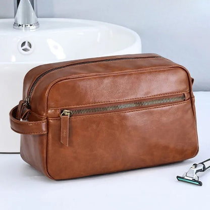 Luxe Leren Toilettas – Waterdicht & Compact Ontwerp