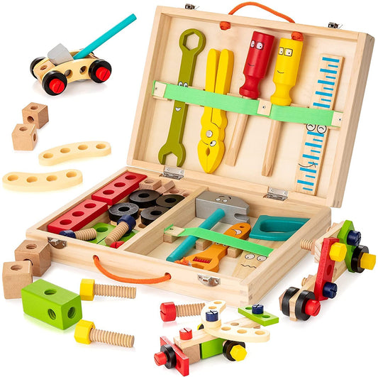 Houten Gereedschapsset voor Kinderen – Educatief Speelgoed met Koffer