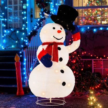 Verlichte kerst sneeuwpop 130 cm met 120 LED’s (IP44) – buiten decoratie