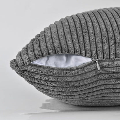 Sierkussenhoes Corduroy – Vierkant Ribstof in Bordeaux, Roze & Zwart – 45x45 cm