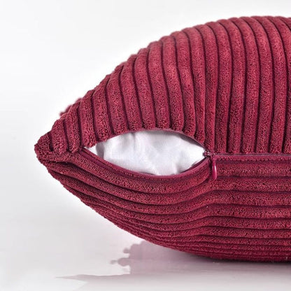 Sierkussenhoes Corduroy – Vierkant Ribstof in Bordeaux, Roze & Zwart – 45x45 cm