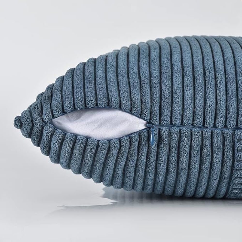 Sierkussenhoes Corduroy – Vierkant Ribstof in Bordeaux, Roze & Zwart – 45x45 cm