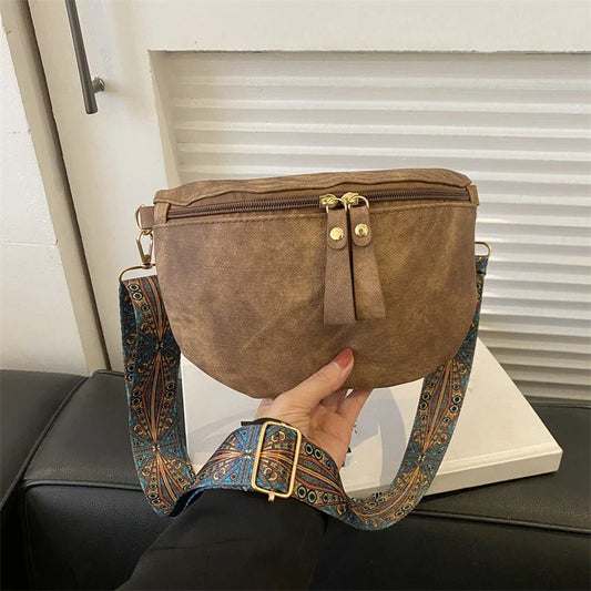 Crossbody Tas met Brede Schouderband – Boho Chic Schoudertas
