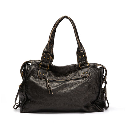 Luxe Zwarte Leren Handtas Dames – Tijdloos Design & Ruime Schoudertas
