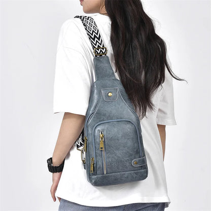 Vintage Crossbody Sling Bag – Schoudertas met Brede Strap & Meerdere Vakken