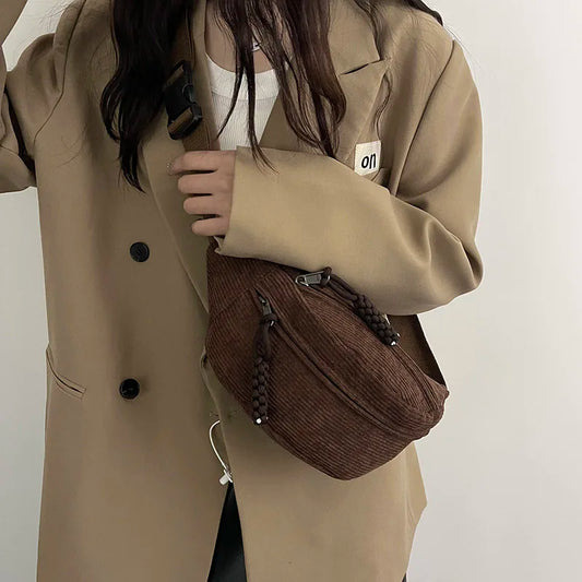 Bruine Corduroy Crossbody Tas – Stijlvol, Praktisch & Comfortabel