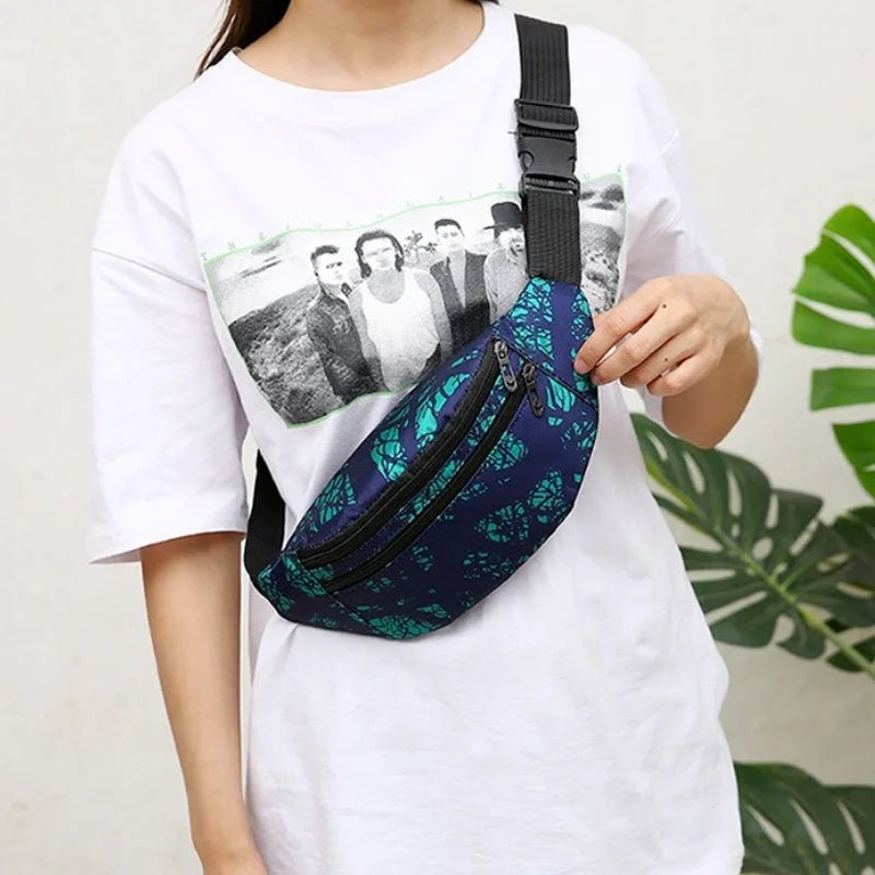 Heuptas met Kleurrijke Verenprint – Verstelbare Crossbody & Festival Tas
