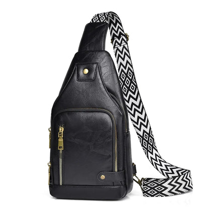 Vintage Crossbody Sling Bag – Schoudertas met Brede Strap & Meerdere Vakken