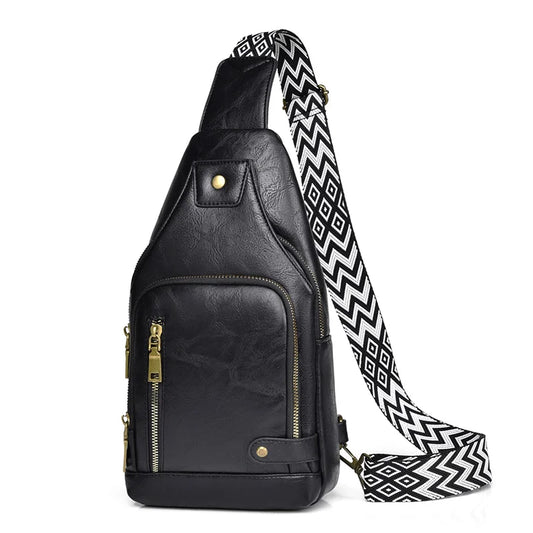 Vintage Crossbody Sling Bag – Schoudertas met Brede Strap & Meerdere Vakken