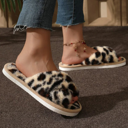 Dames Pantoffels met Open Teen – Comfortabele Huisschoenen met Kruisband Design