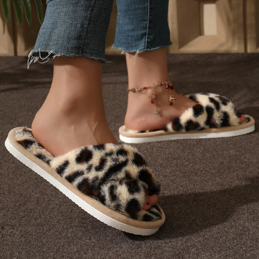 Dames Pantoffels met Open Teen – Comfortabele Huisschoenen met Kruisband Design
