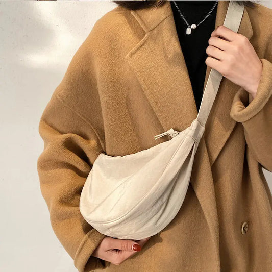 Schoudertas Dames – Halve Maan Model – Katoen Canvas – Verstelbare Band – Meerdere Kleuren