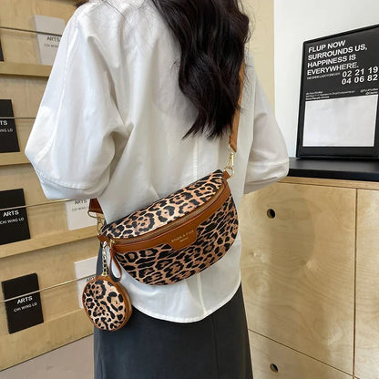 Leopard Print Crossbody & Heuptas – Trendy Panterlook – Verstelbare Band & Mini Pouch