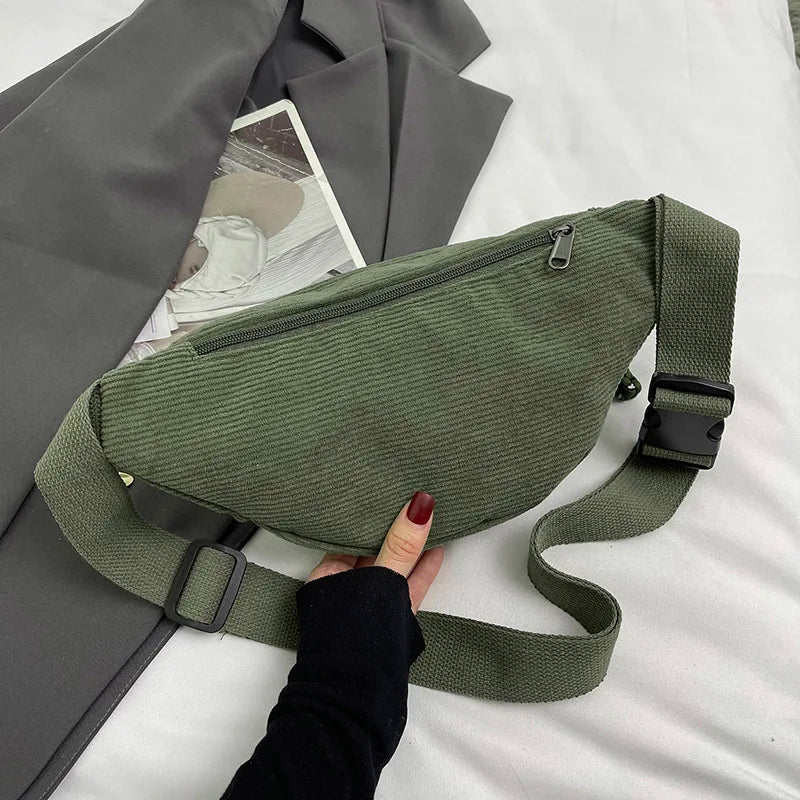 Groene Corduroy Crossbody Tas – Trendy, Praktisch & Comfortabel