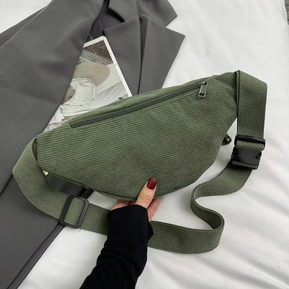 Groene Corduroy Crossbody Tas – Trendy, Praktisch & Comfortabel