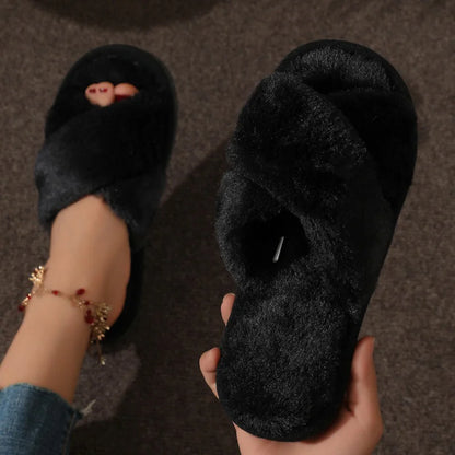 Dames Pantoffels met Open Teen – Comfortabele Huisschoenen met Kruisband Design