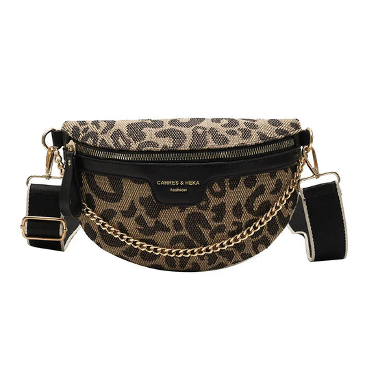 Leopard Crossbody & Heuptas met Gouden Ketting – Panterprint – Trendy & Verstelbare Band