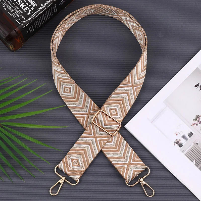 Schouderband voor Handtassen – Verstelbaar & Duurzaam – Zwart Wit Geometrisch Design
