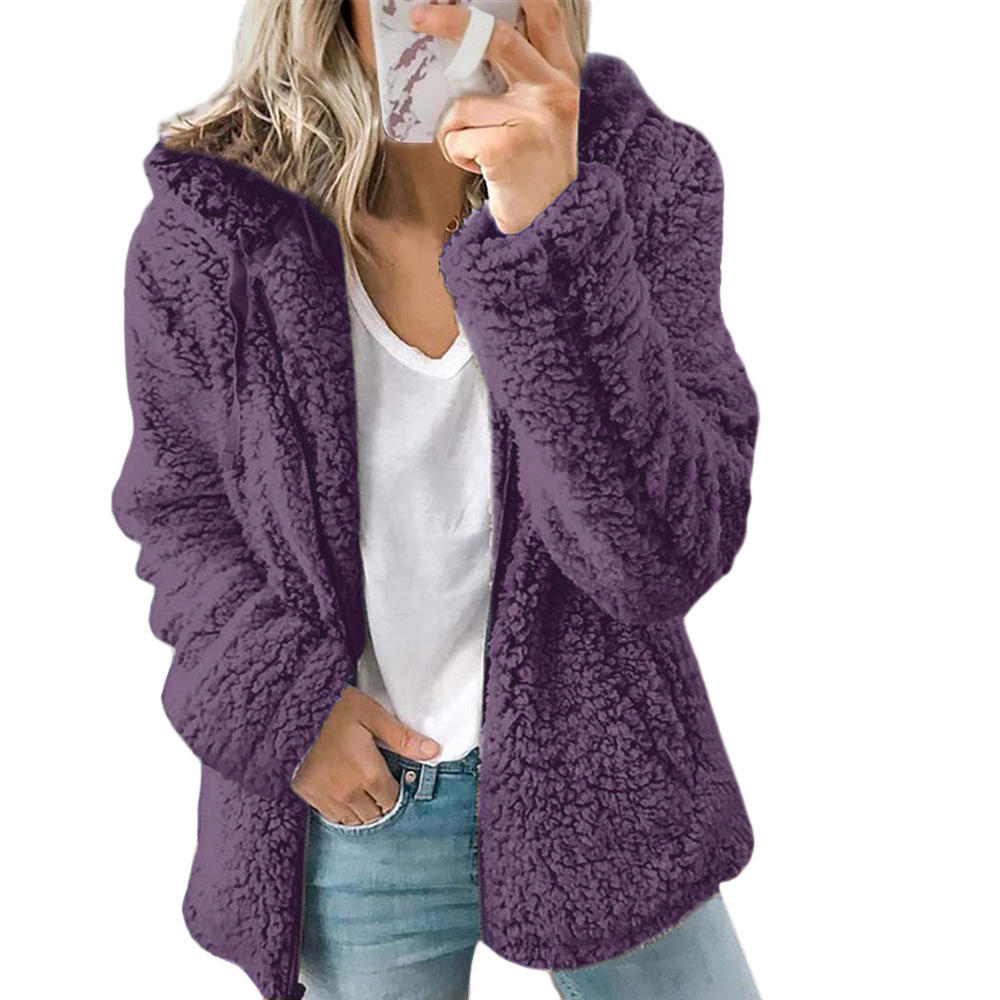 Teddy Jas Dames – Warme Fluffy Fleece Jas met Capuchon