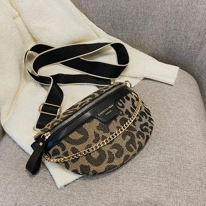 Leopard Crossbody & Heuptas met Gouden Ketting – Panterprint – Trendy & Verstelbare Band